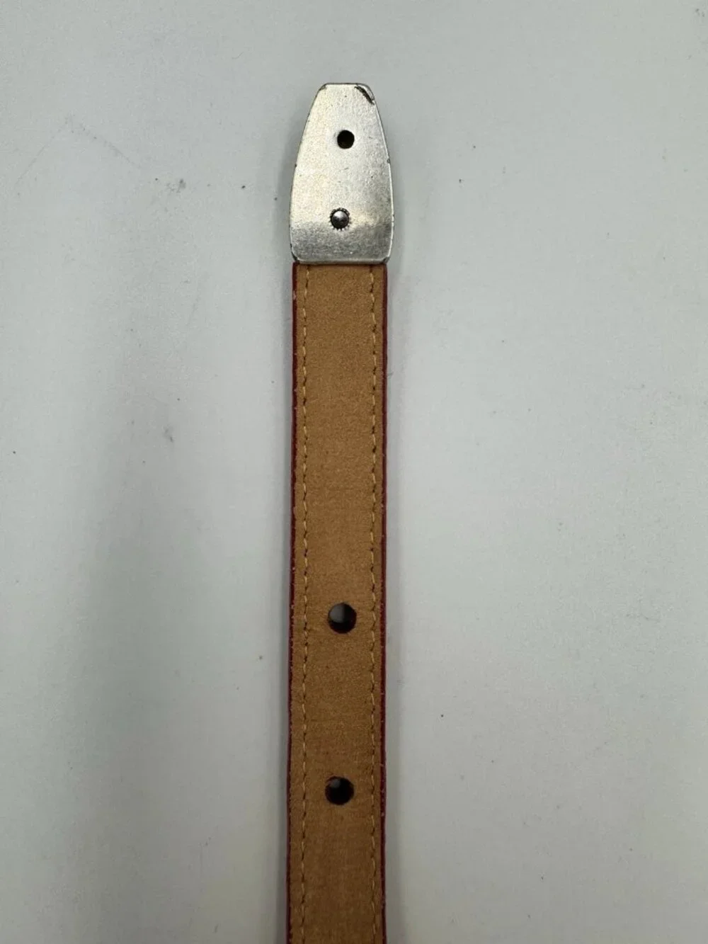 Brighton Silver Floral Buckle Red Croc Skinny Belt Sz L/34